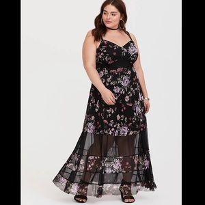 Torrid Floral Mesh Maxi Dress
